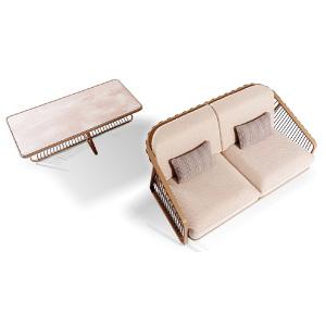 Two seats outdoors sofa with assorted coffee table