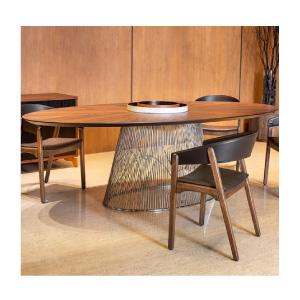 Modern wooden and metallic dining table